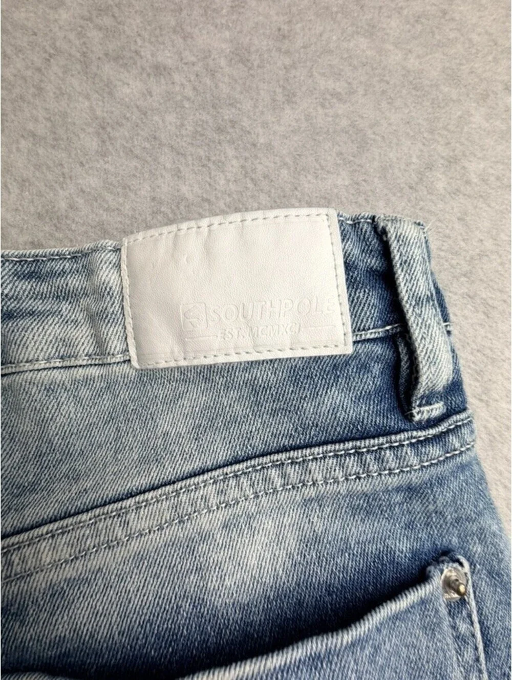 Southpole Mens Skinny Jeans 36x32 Acid Wash Blue Stretch Denim 5 Pocket